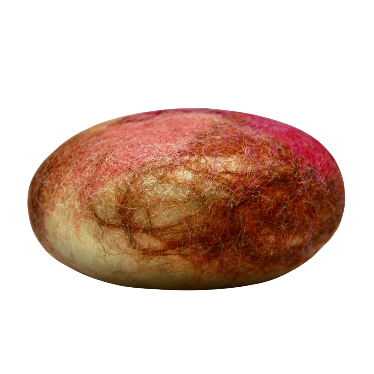 Close-up image of a single fresh mango with a textured skin showing reddish and yellowish hues, ideal for Fiat Luxe - Cinnamon Oat Felted Soap, isolated on a white background.