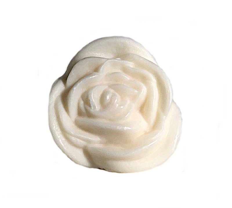 A detailed, sculpted La Lavande Flower Soap - Gardenia made from moisturizing Shea Butter soaps, depicted against a bright white background.