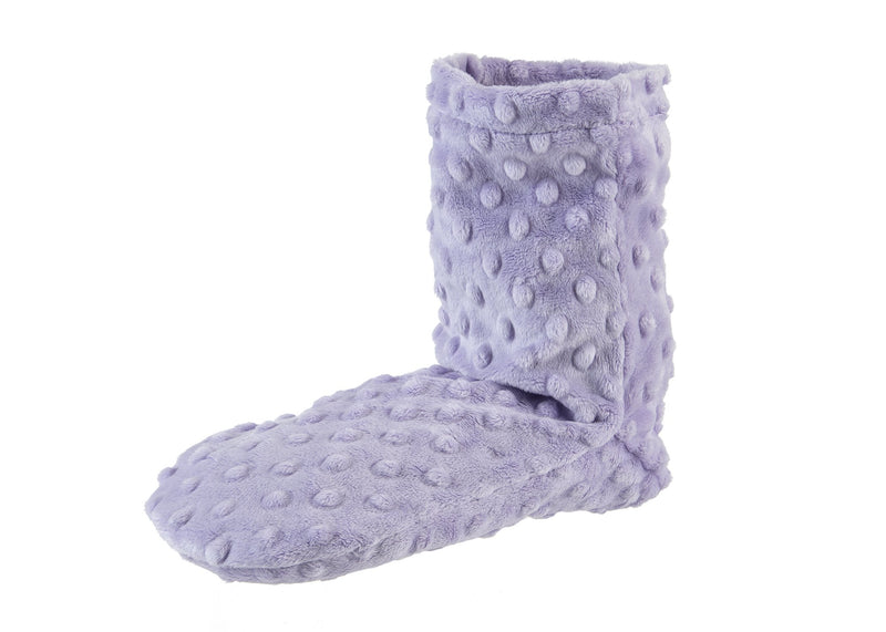 A single Sonoma Lavender Lavender Dot Spa Bootie with a tall shaft and dotted texture, isolated on a white background.