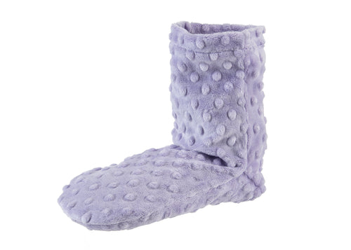 A single Sonoma Lavender Lavender Dot Spa Bootie with a tall shaft and dotted texture, isolated on a white background.