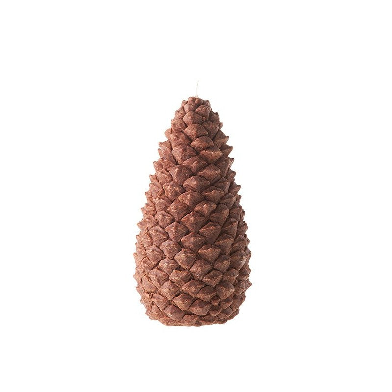 A single Bougies la Francaise Large Scented Pine Cone Candle - Brown isolated on a white background.