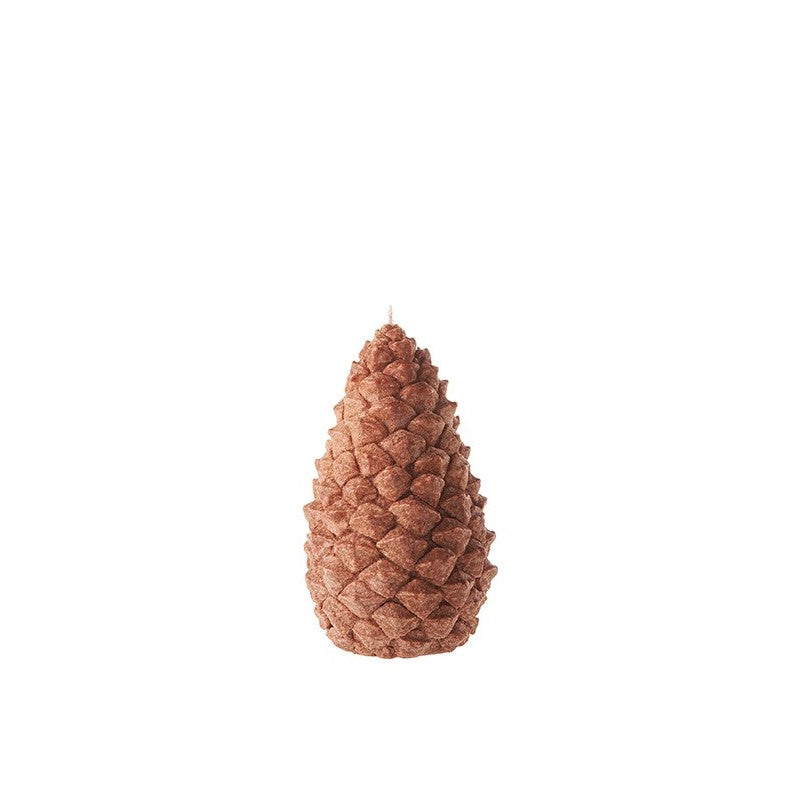 A single brown Bougies la Francaise Medium Scented Pine Cone Candle - Ginger isolated on a plain white background.