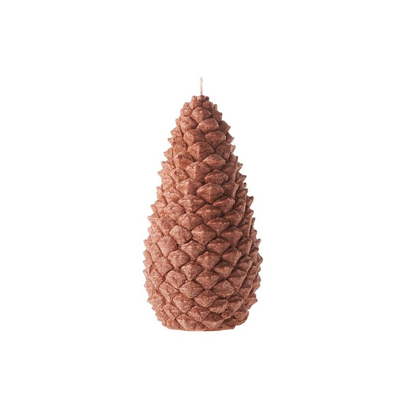 A Bougies la Francaise Large Scented Pine Cone Candle in Ginger color with detailed texture, displayed on a white background.