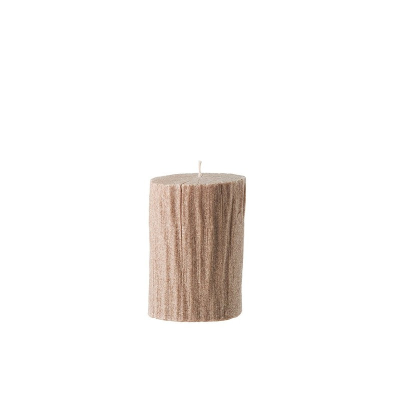 A Bougies la Francaise Small Tree Log Candle in Light Wood isolated on a white background.