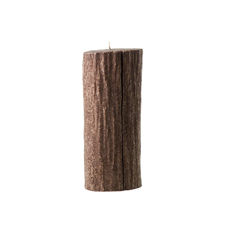A single, large candle designed to resemble a dark wood log, isolated on a white background. 
Bougies la Francaise Large Tree Log Candle - Dark Wood by Bougies la Francaise