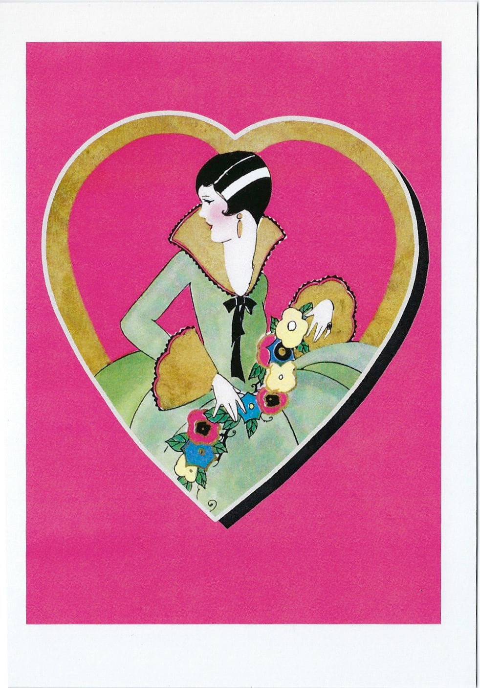 All Occasion Greeting Card -Art Deco Woman in Heart