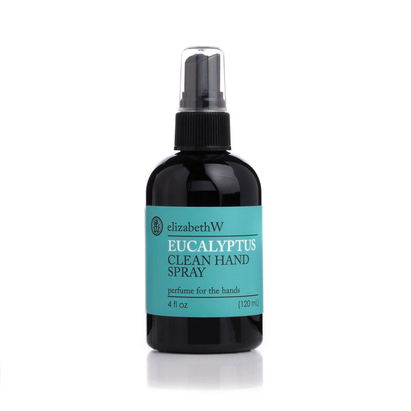 A spray bottle of elizabeth W Botanical Beauty Eucalyptus Clean Hand Spray - 4oz, labeled "perfume for the hands" in a 4 fl oz size, on a white background.