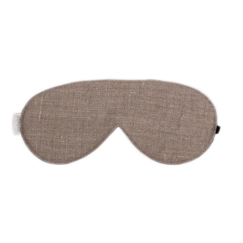 A gray elizabeth W Washed Natural Linen Sleep Mask isolated on a white background.