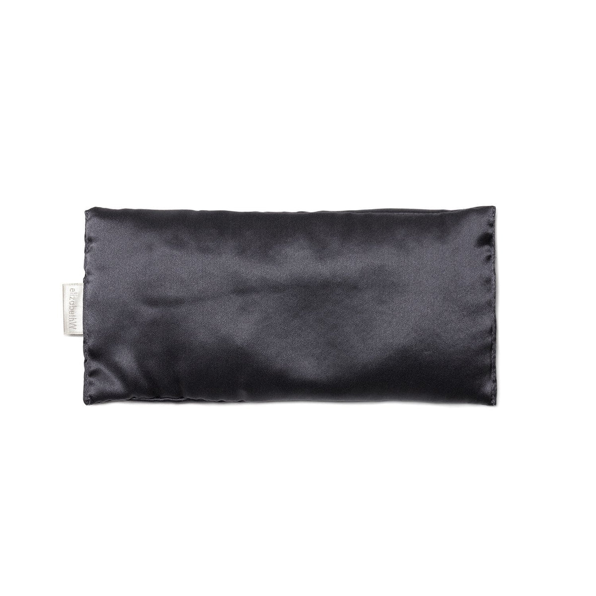 A Slate elizabeth W Silk Eye Pillow isolated on a white background, featuring a smooth and lustrous finish with lavender-filled stitching along the edges.